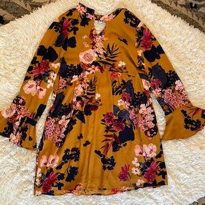 Mustard Floral Dress